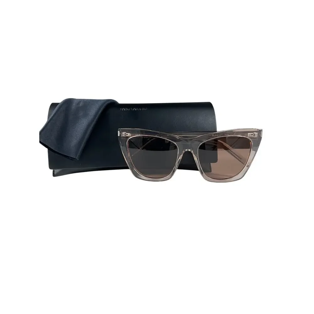 Saint Laurent Sleek Shiny Transparent Powder Kate Sunglasses